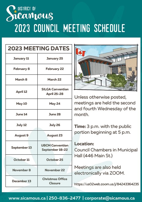 2023 Council Meeting Schedule News District Of Sicamous 2023 Council Meeting Schedule News District Of Sicamous