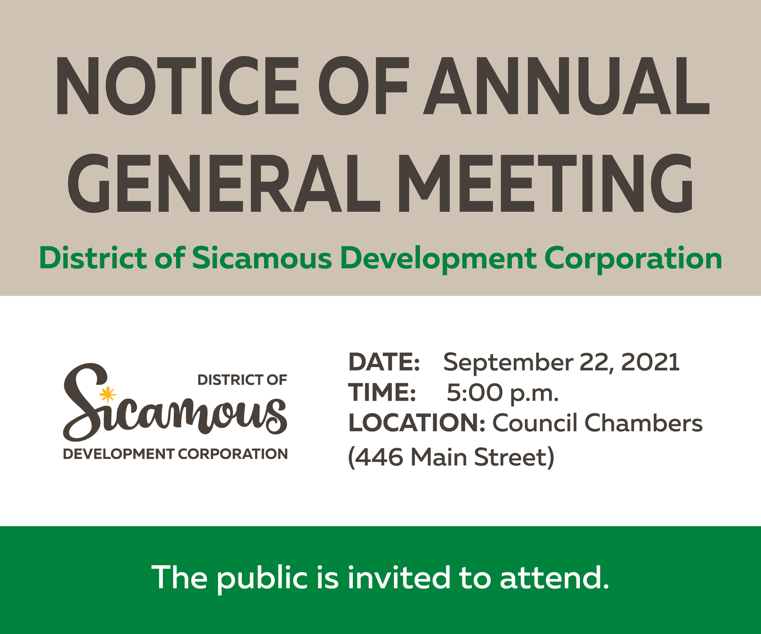 Notice Of Annual General Meeting District Of Sicamous Development Notice Of Annual General Meeting District Of Sicamous Development
