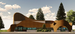 Conceptual design showcasing the front entrance of the Shuswap Healing Centre on 200 Main Street. 