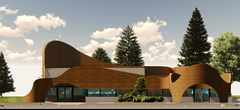 Conceptual design showcasing the front entrance of the Shuswap Healing Centre on 200 Main Street.