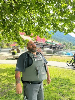 John Moore, District Bylaw Enforcement Officer at the Sicamous Beach Park.