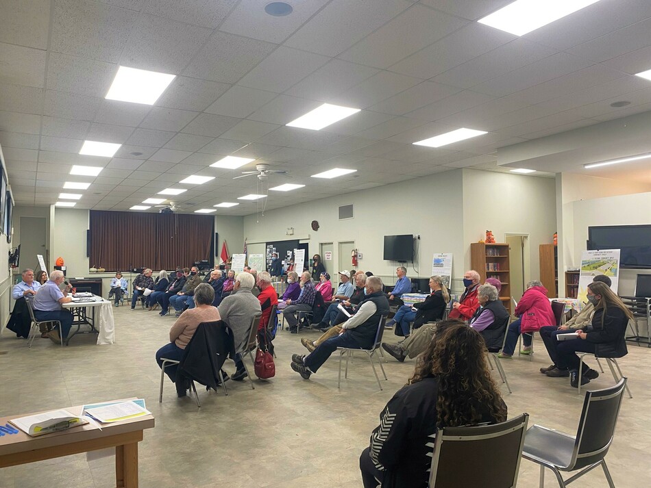 Photo of the 3:00PM Town Hall Meeting on Main Street Developments held at the Sicamous Seniors Centre on November 3rd.